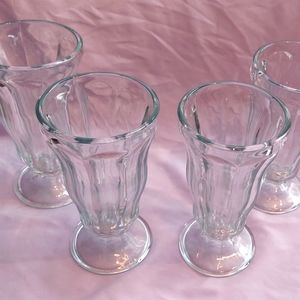 Set of 4 retro style clear rootbeer float/ soda/ milkshake glasses